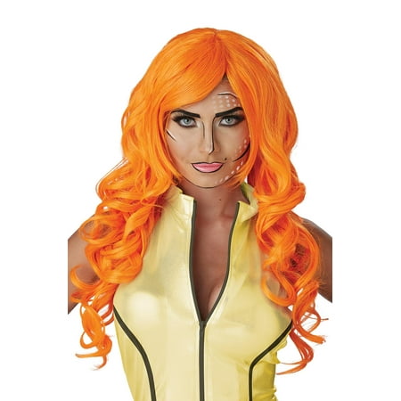 Orange Pop Art Superhero Adult Wig