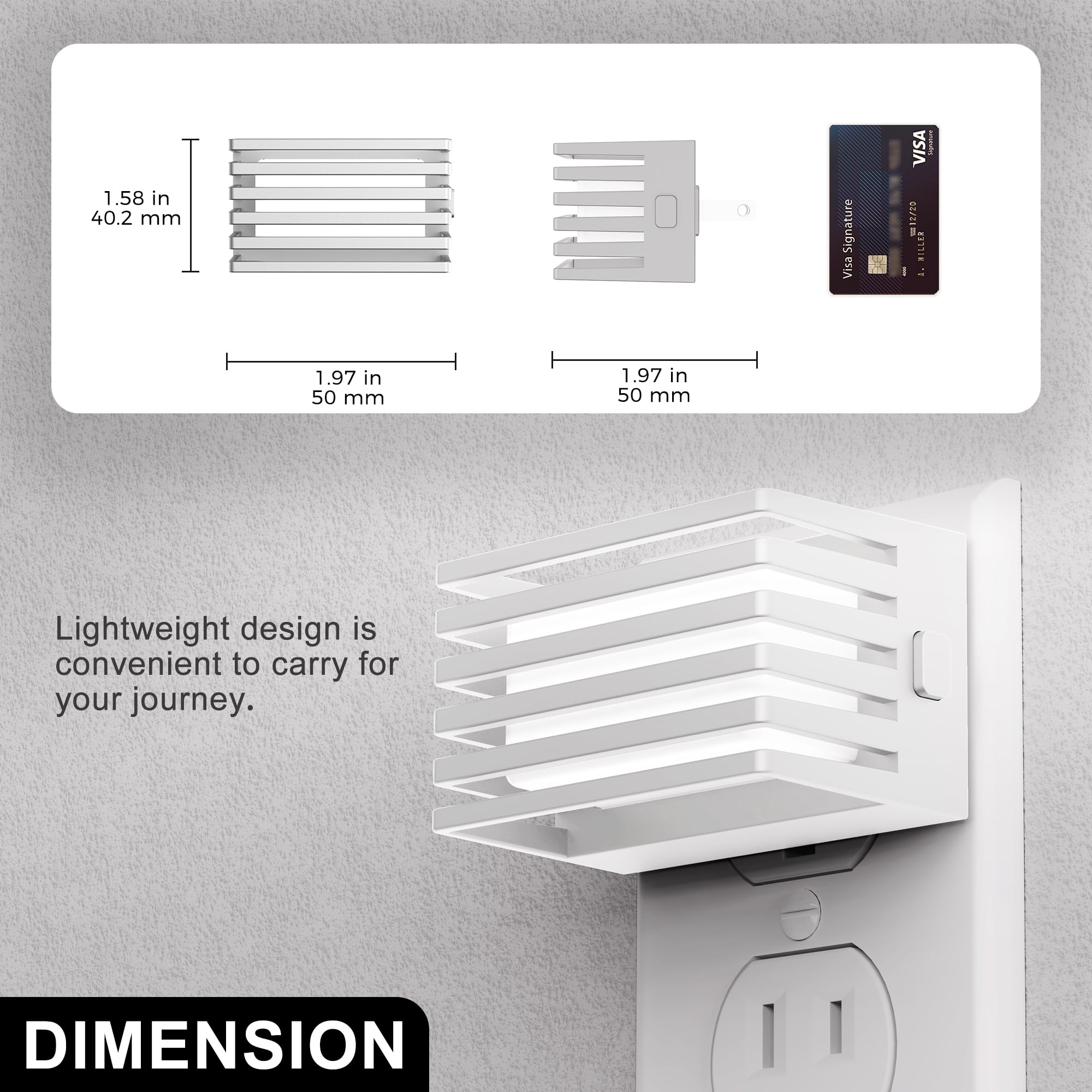 Set of 2 White Dimmable 5000K LED Night Lights with Automatic Light Sensor