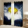 thumbnail image 2 of 3D Sports Softball Curtains Ball Sports Theme 52"x63" Set of 2 Panels Window Curtains & Drapes ,Thunder and Lightning 30%-50% Blackout Curtains Ball Game Window Treatments Abstract Art Room Decor, 2 of 5