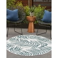 thumbnail image 5 of Unique Loom Outdoor Botanical Collection Area Rug - Palm (4' 1" Round Teal Ivory), 5 of 8