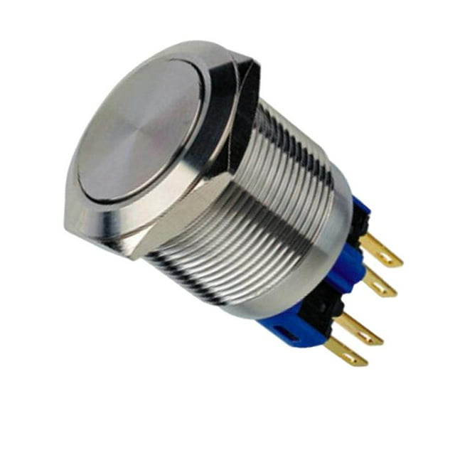 Interruptor mático con botón pulsador de 22 mm a prueba de agua, terminal de 250 4 piezas para automóvil, motocicleta, computadora, Yotijar Interruptor de botón pulsador