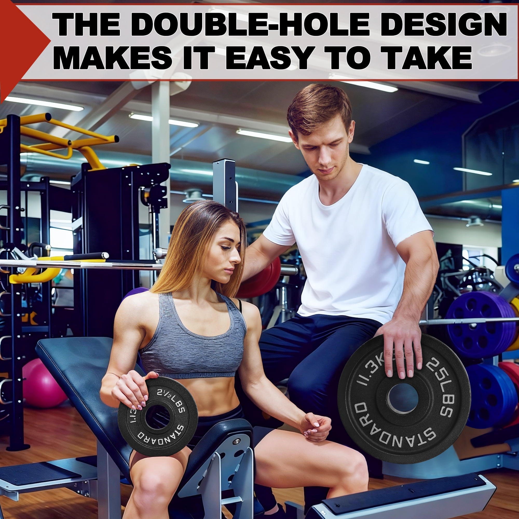 FlexWave 2-Inch Olympic Cast Iron Weight Plates Set – 145LB Total (2x2.5lb, 4x5lb, 2x10lb, 4x25lb) – Perfect for Standard Olympic Barbells