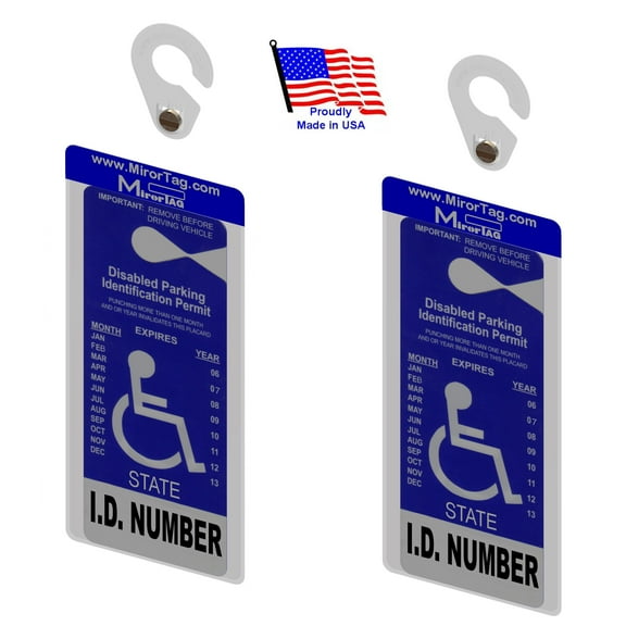 2 Mirortag Silver by JL Safety - Handicap Placard Holder & Protector .  Magnetically Attach & Detach your Parking Permit Handicap Tag. Fits Tag size up to 10"L  by 4"W.  Made in USA