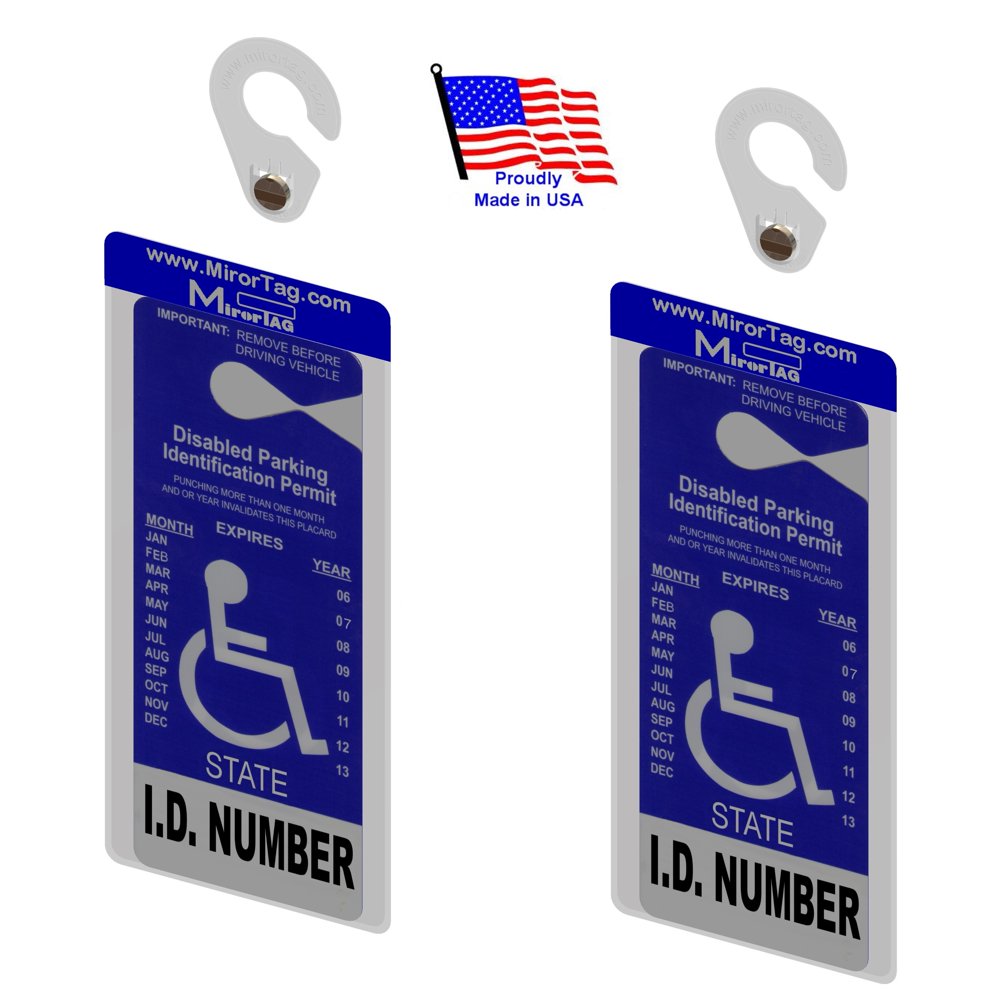 2 Mirortag Silver by JL Safety Handicap Placard Holder. Easily