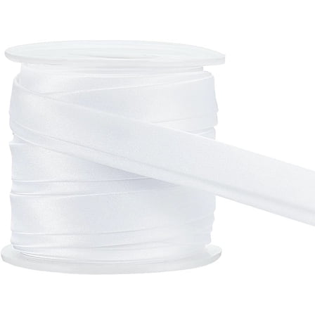 13.5 Yard Satin Bias Tape 5/8 inch Double Fold Satin Binding Bias Ribbon for Sewing Decoration Upholstery Furniture Piping and Garments White for making