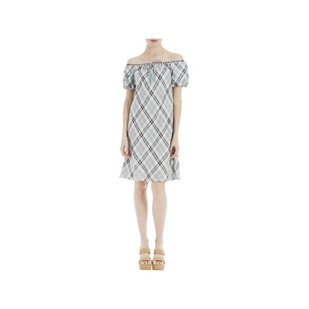MAX STUDIO $98 Womens New 1337 Gray Plaid Short Sleeve Shift Dress XL B+B