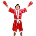 thumbnail image 3 of Men Long Sleeve Waist Belt Competition Training Muay Thai Boxing Robe Uniform, 3 of 6
