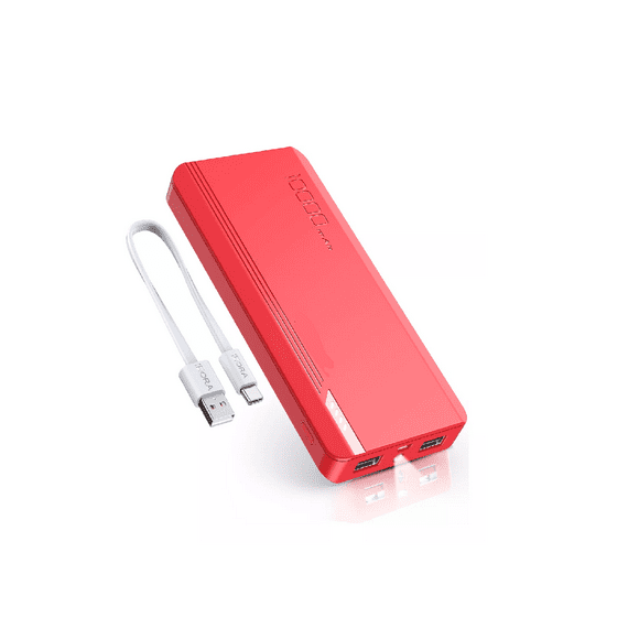 Power Bank Batería Portátil 10000mah 2.1a Carga Batería Portátil Con 2 Puerto Roja