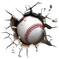 thumbnail image 3 of Adhesivos de pared 3D con diseño de pelota de béisbol con agujeros agrietados, 29,5 x 29,5 cm, 3 of 4
