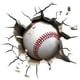 thumbnail image 3 of Adhesivos de pared 3D con diseño de pelota de béisbol con agujeros agrietados, 29,5 x 29,5 cm, 3 of 4