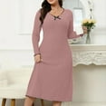 thumbnail image 7 of Dresses for Women Plus Size Long Sleeve Knit Sweater Dress Solid Color Round Neck Dress, 7 of 7