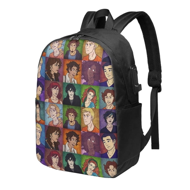 Mochila escolar Percy Jackson para mujeres y hombres, mochila para portátiles con puerto de carga USB, mochila informal ligera para el día a día, mochila para la universidad, mochilas para el trabajo