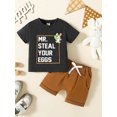 thumbnail image 3 of Jxzom Toddler Baby Boy Easter Outfit 3M 6M 12M 18M 2T 3T Mr Steal Your Eggs Short Sleeve Bunny Print T Shirt Tops Summer Clothes Sets, 3 of 7