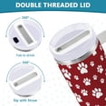 thumbnail image 3 of Yayeee 40oz Stainless Steel Tumbler with Straw and Handle Double-Wall Insulated Travel Water Bottle, Red Cartoon Paws Pattern, 3 of 8
