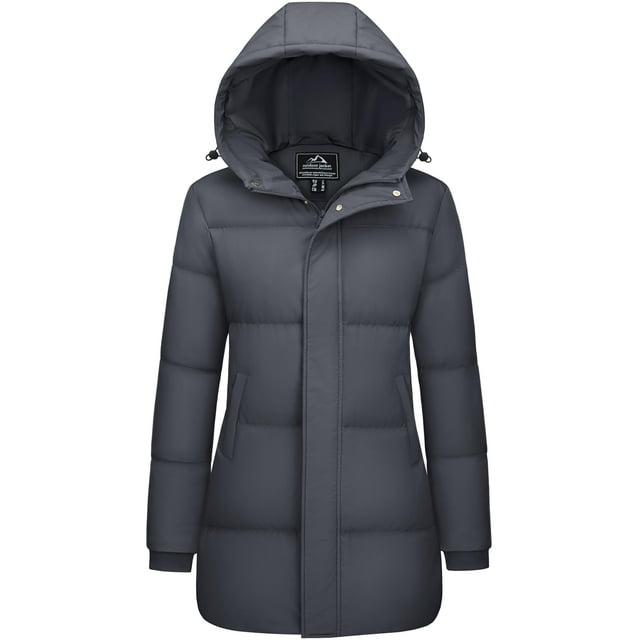 Chaqueta de plumón MAGCOMSEN para mujer, larga y cálida, con capucha de invierno, talla XL