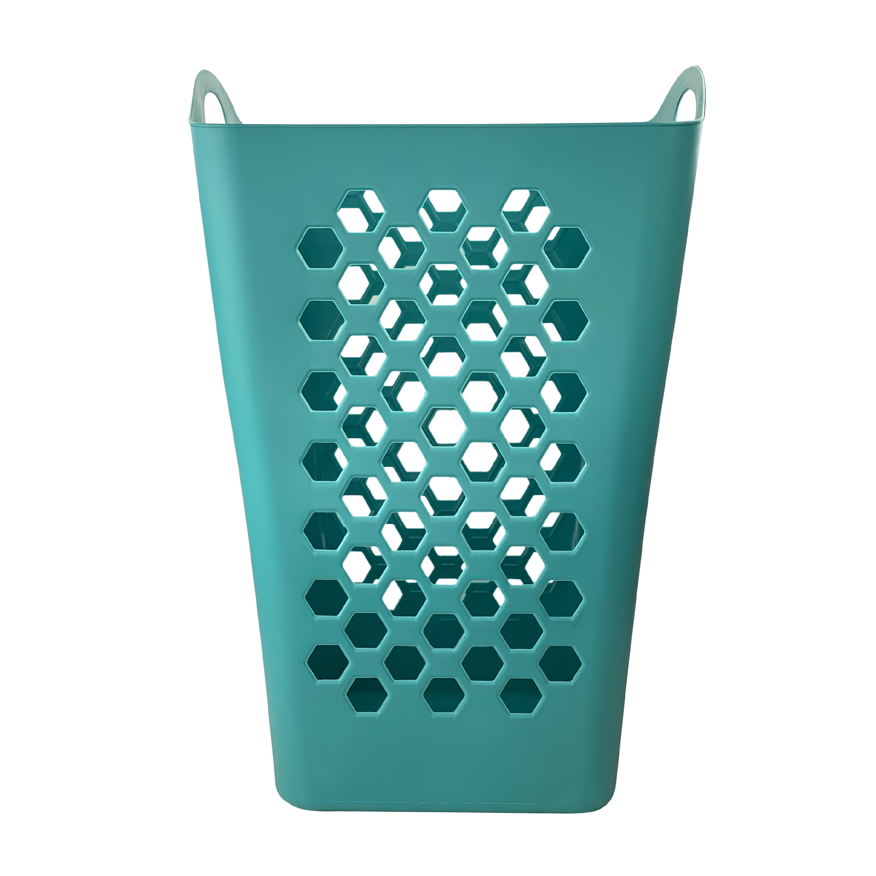 Mainstays Square Flexible Plastic Laundry Hamper Basket, Teal Splash, Adult