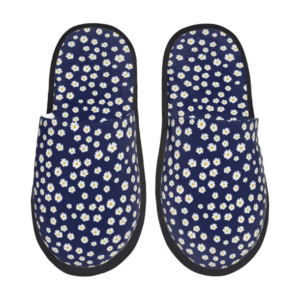 Fotbe Daisies Flowers Pantuflas Peludas para Mujer con Estampado, Zapatillas de Peluche, Zapatos de Invierno para Casa, Uso Interior y Exterior-Medium