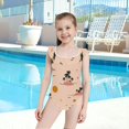 thumbnail image 4 of Girls Ruffled One Piece Swimsuit Summer Beach Vacation Swimwear Tank Swimsuit Palm Trees and Suns Pattern, 4 of 8