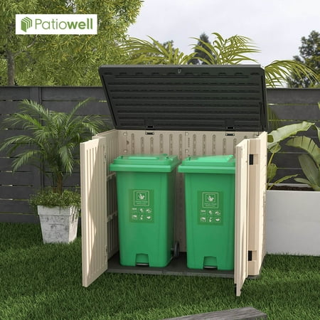 

Patiowell 260 Gallon Deck Box with Lockable Multi-Opening Door Outdoor Storage Box for Trash Cans Tools and Bicycles