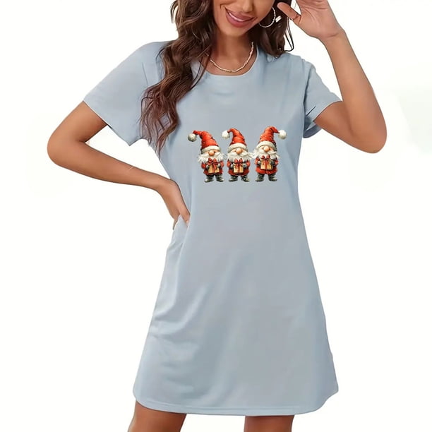 Camisón corto de talla grande para mujer, camisón de manga corta con estampado de pecho a la moda, camisón para mujer