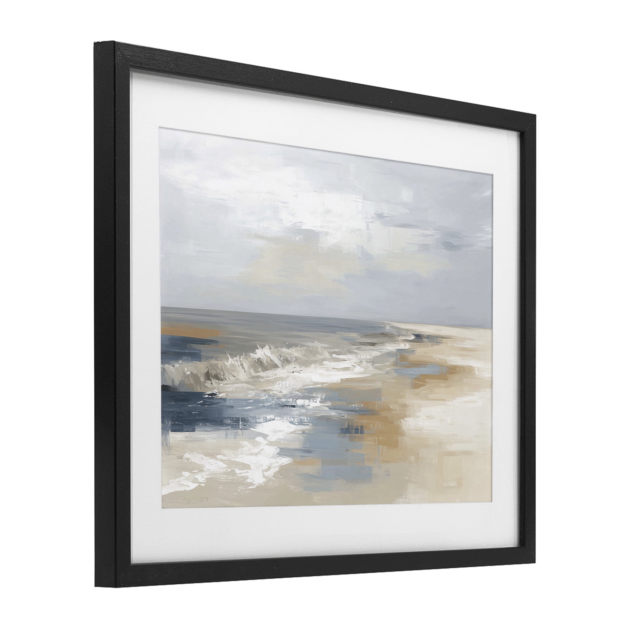 Stupell Industries Tranquil Beach in Neutrals Black Framed Print Under Glass, design by Kim Curinga