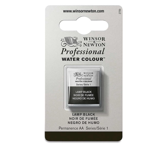 Winsor & Newton Professional Watercolor - Lamp Black, Half Pan