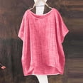 thumbnail image 2 of Women's T-shirts Women's Summer Short Sleeve Solid Casual Loose Linen Top T-shirts, 2 of 7