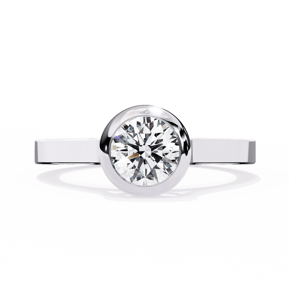 0.64 CT Round Cut IGI Certified Lab Created Diamond Bezel Set Wedding Ring,10k White Gold Engagement Ring, Single Stone Wedding Ring For Her
