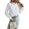 thumbnail image 2 of Fashnice Ladies Blouse Button Down Tops Solid Color Shirts Loose Holiday Tunic Shirt White S, 2 of 6