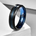 thumbnail image 2 of 6mm Black Tungsten Ring for Unisex Men's Blue Groove Wedding Bands Engraved I Love You Size 6-17, 2 of 5