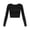 Black, variant on Women's Crop Top Slim Fit Long Sleeve T-Shirt Crewneck Basic Casual Tee