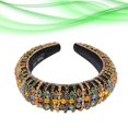 thumbnail image 4 of Diadema de pana con borde ancho y diamantes de imitación PENGJTMXG tocado vintage para mujer estilo aleatorio, 4 of 4