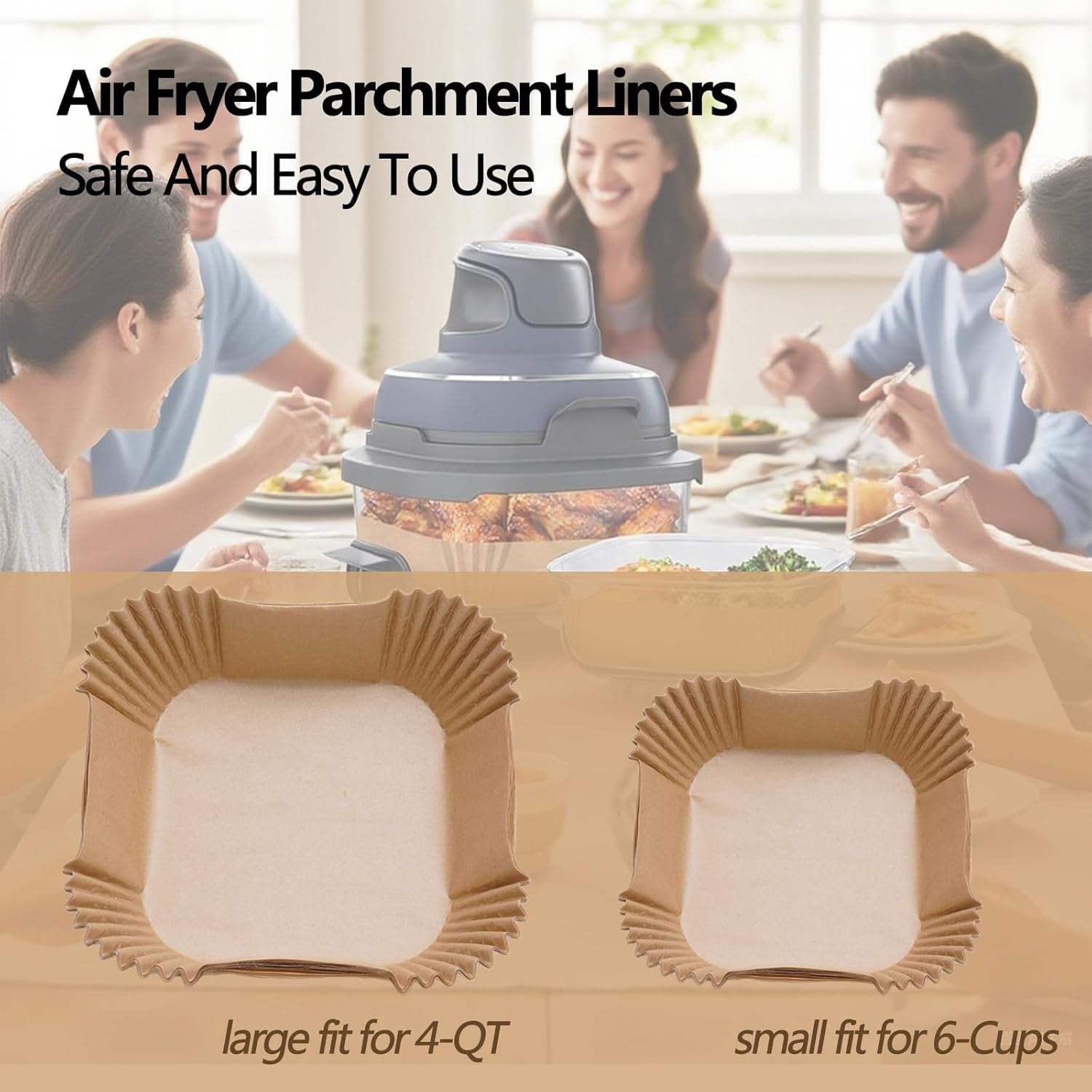 JJEAN-Air Fryer Liners for Ninja Crispi, 270PCS Disposable Paper Liners for Ninja Crispi 4-in-1 Portable Glass Air Fryer Cooking System, Parchment Paper Containers