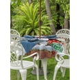 thumbnail image 2 of Outdoor Tablecloth with Umbrella Hole and Zipper, Snowman Christmas Round Table Cloth 54 Inch Waterproof Tablecloth, Xmas Tree Snowflake Gifts Winter Picnic Table Cover for Patio Camping, 2 of 7