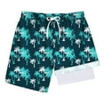 thumbnail image 2 of Actgleam Boys Swim Trunks Swim Shorts with Compression Liner Bathing Suit Swimsuit for 7 Year,Deep Blue Tree, 2 of 13
