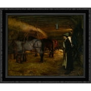 A Stable 23x20 Black Ornate Wood Framed Canvas Art by Bouveret, Pascal Adophe Jean Dagnan