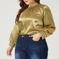 thumbnail image 5 of Celmia Women Crew Neck Solid Color Pleated Loose Top Blouse, 5 of 11