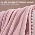 thumbnail image 5 of LOMAO Flannel Blanket Soft Throw Blanket with Pompom Fringe Lightweight Bed Blanket Fit Couch Sofa(60"x 80")(Pink), 5 of 9