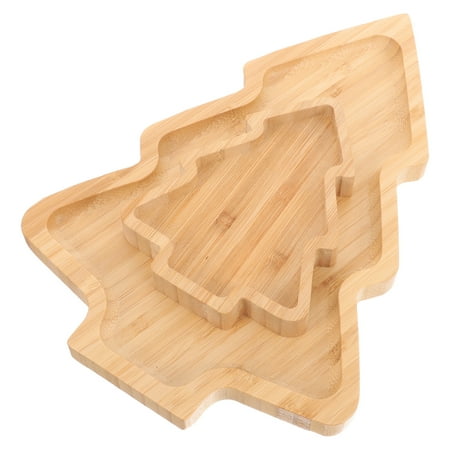 

2pcs Wooden Appetizer Trays Japanese Sashimi Plates Xmas Tree Shape Platter Sushi Trays