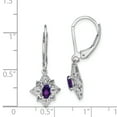 thumbnail image 2 of Primal Silver Sterling Silver Rhodium-plated Amethyst Diamond Earrings, 2 of 4