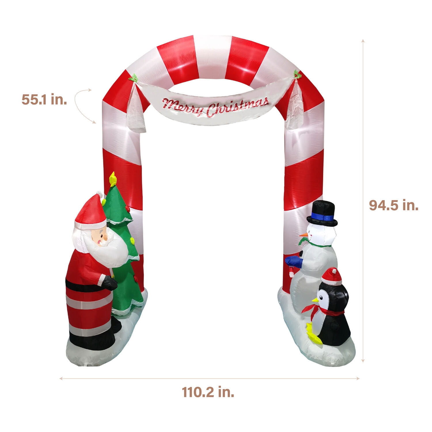 8ft Inflatable Candy Cane Arch w/ Lights