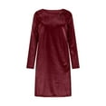 thumbnail image 4 of FAVIPT Velvet Holiday Dresses for Women Crew Neck Plain Long Sleeve Outfits Elegant formal Cocktail Party Midi Dressess Wine,XXL, 4 of 8