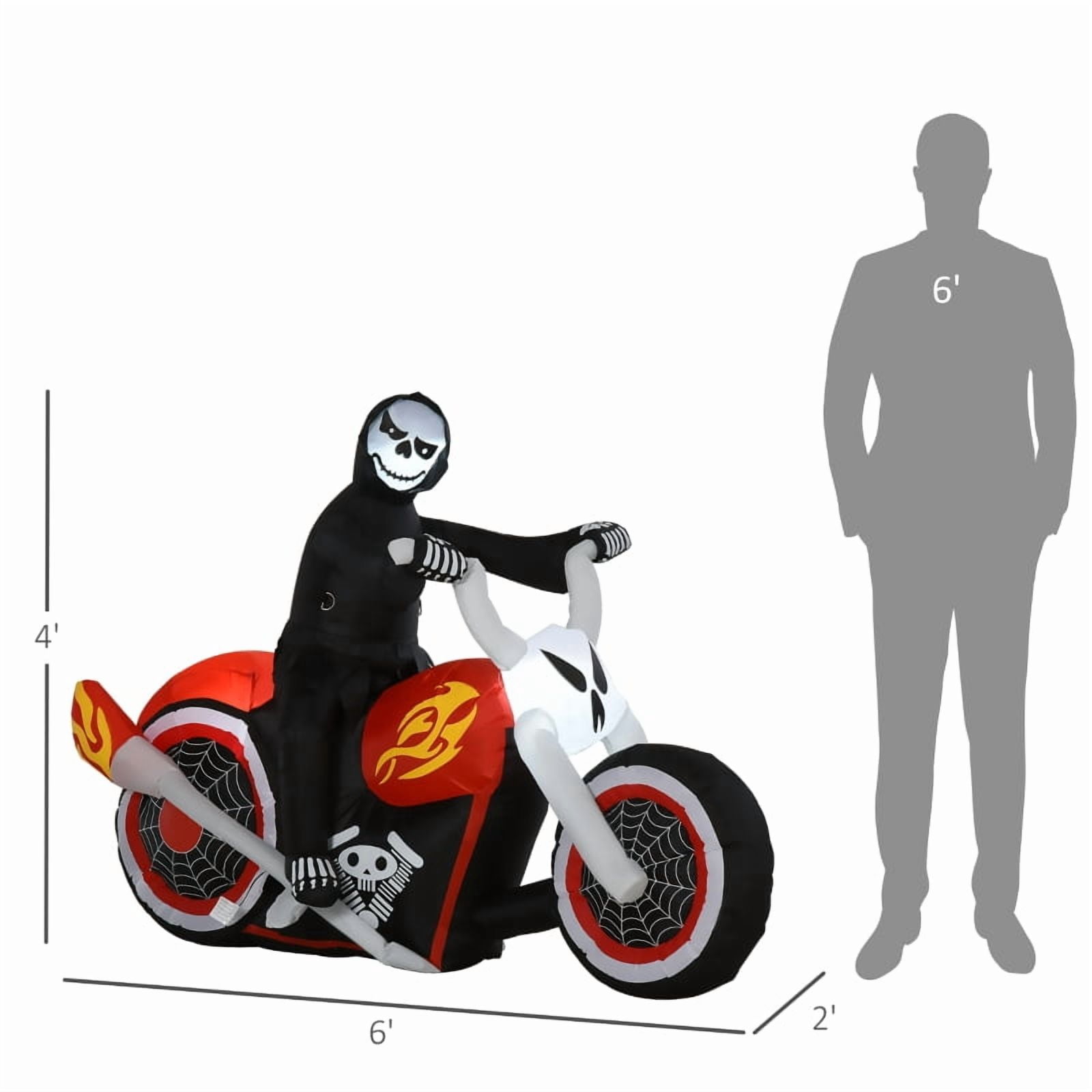 Alvantor Halloween Decoration Inflatables Grim Ghost Biker, Blow-Up LED Yard Decor 70.75"x25.5"x47.25" Black