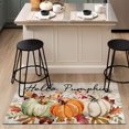 thumbnail image 5 of Fall Thanksgiving Pumpkin Kitchen Rugs Set of 2,Orange,White,Green,Pumpkin & Maple Leaf Farmhouse Floor Mats and Rugs Non Skid Washable for Kitchen Home Decor (17"x47"+17"x30"), 5 of 6