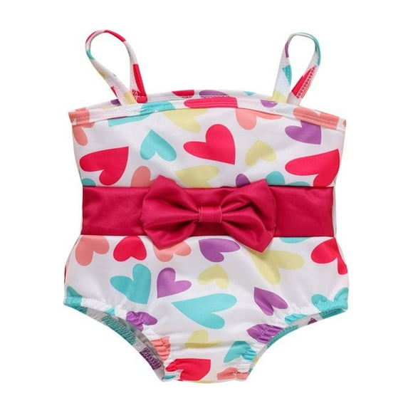 Maillot de Bain Assorti pour Sœur Fille Bikini Costume Imprimé Cœur Volant Short