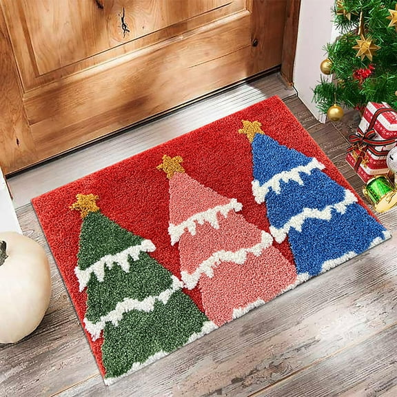 Funny Christmas Bath Rug, Soft Absorbent Bath Xmas Rugs for Bathroom, 23.6 X 15.7 Inches Non Slip Machine Washable Christmas Tree Bath Mat, Christmas Holiday Decor For Bathroom, Living Room, Kitchen
