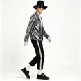 thumbnail image 2 of IROOZIGOTO Mens 70s 80s Disco Costume Set Sequin Jacket Side Stripe Pants with Hat Sunglasses Gloves for Halloween Cosplay Party, 2 of 8