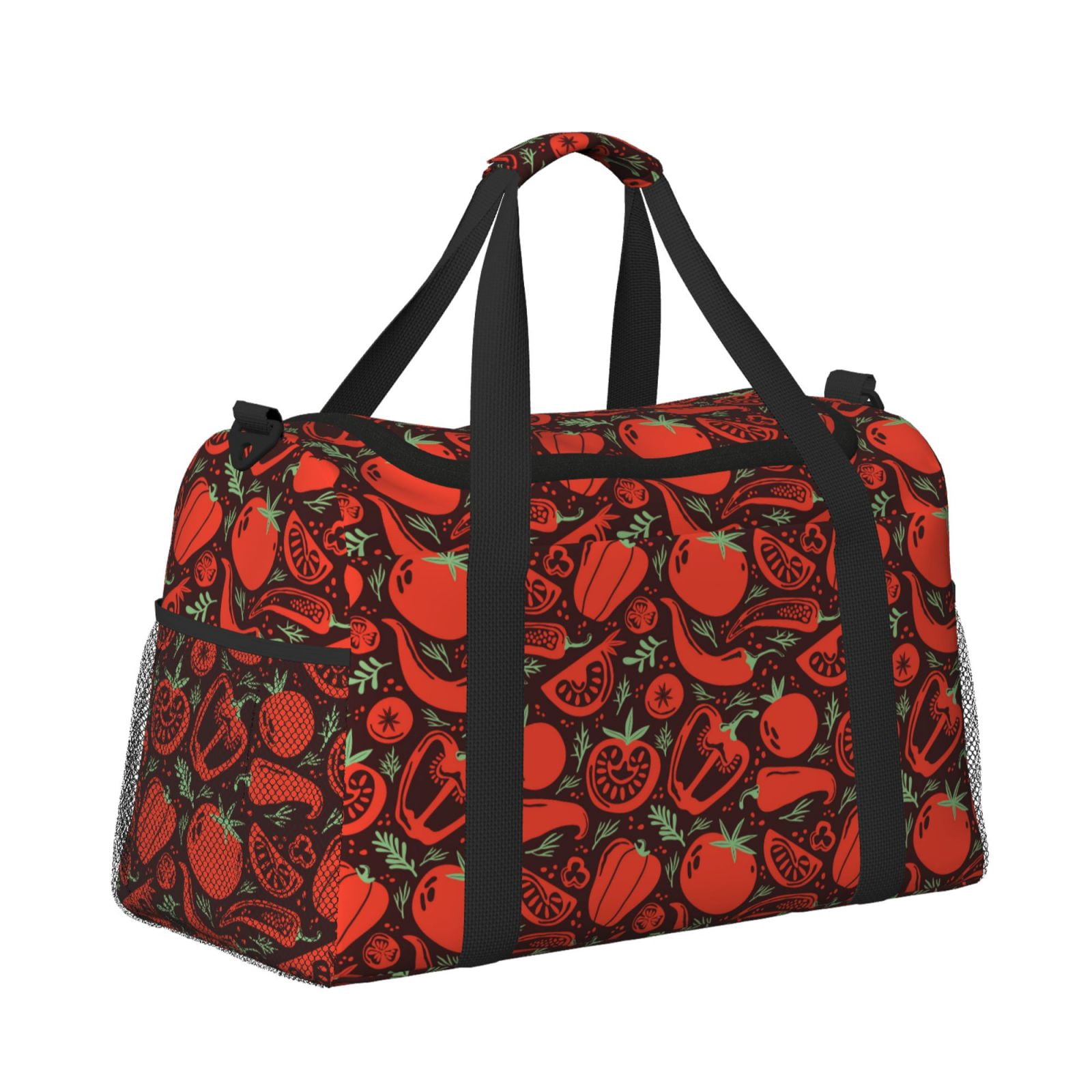 Fuzoiu Tomatoes And Chili Print Travel Duffle Bag,Carry On Tote Bags,Duffel Bag,Sport Gym Bag, Hospital Bag for Labor and Delivery, Overnight Bag,Luggage Bag