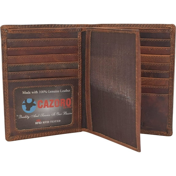 CAZORO Men's Hipster Bifold RFID Blocking Vintage Leather Multi-Card ID Holder European Wallet for Men Burgundy