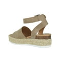 thumbnail image 3 of Soda Women Wedge Sandals Open Toe Ankle Strap Flatform Espadrilles Trim Platform TOPIC-S Beige Natural 9, 3 of 3